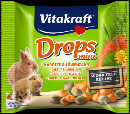 Vitakraft mini drops 40g sárgarépás rágcsa rágcsálóknak